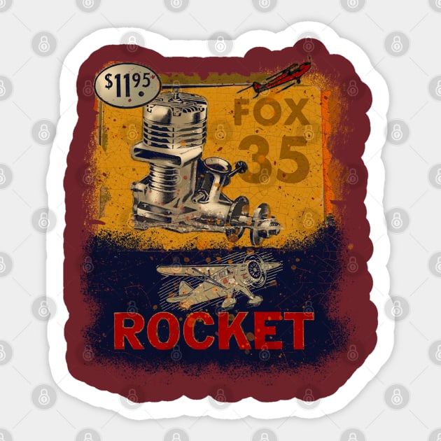 Fox 35 vintage model aircraft engines Sticker by Midcenturydave